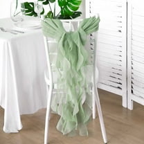 Efavormart Sage Green Chiffon Curly Chair Sash