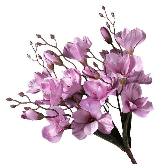 XmhyTop-A 6 Pcs Artificial Magnolia, 17" Pink Flowers Faux Eucalyputs Branch for Wedding Bouquet Spring Home Decor (Purple)