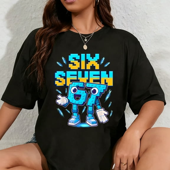 100% Cotton Six Seven Brainrot Italian Funny 67 Kids Gaming Meme T-Shirt
