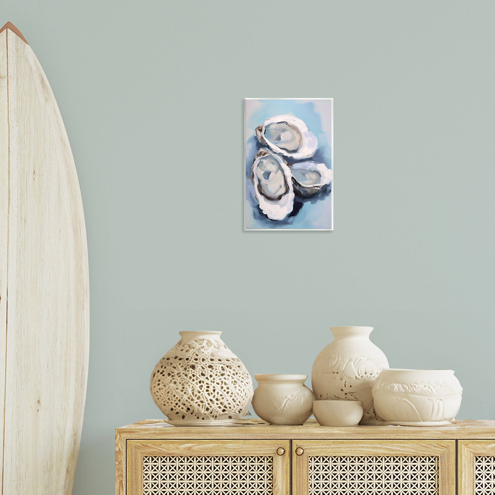 Stupell Industries Three Oyster Seashells Animals & Insects Painting Unframed Art Print Wall Art, 10 x 15