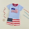 thumbnail image 4 of Gubotare Newborn Boy Clothes Summer Baby Boy Outfit Short Sleeve T-Shirt and Shorts Toddler Two-Piece Clothes Set 3 6 9 12 18 24 Months 2T 3T 4T 5T,Blue, 4 of 8