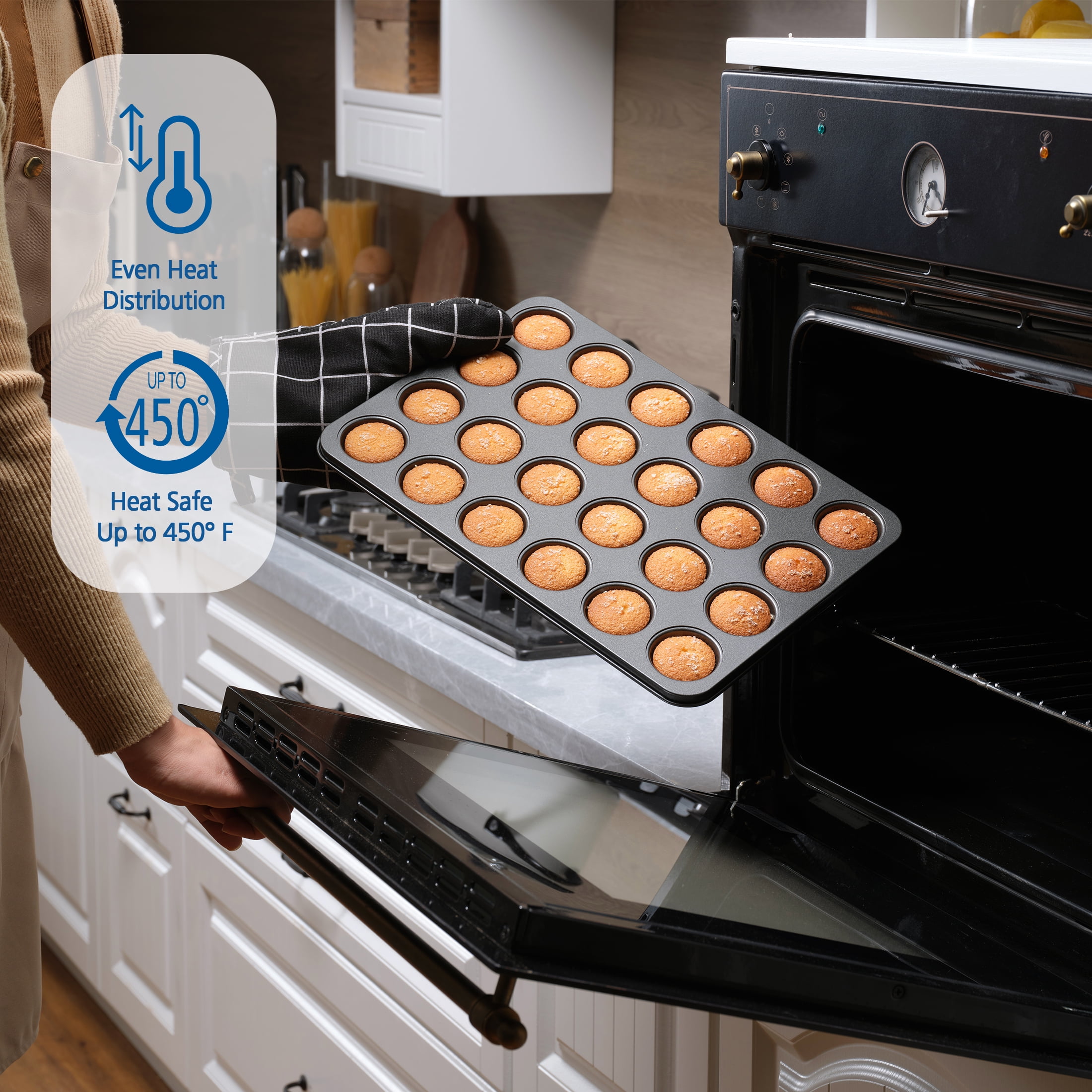 Mainstays 24-Cavity Mini Metal Muffin Pan, Gray