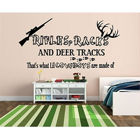 RIFLES RACKS AND DEER TRACKS, That's what lil COWBOYS are made of #12 ~ WALL DECAL, 20