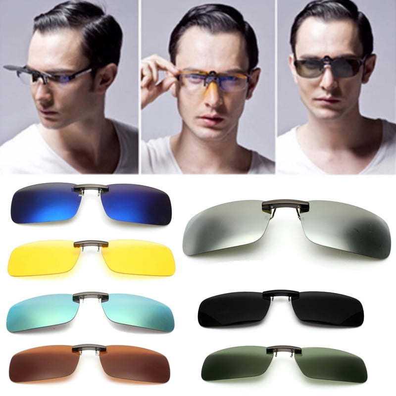 Polarized Sunglasses Clip On Driving Glasses Day Night Vision Lens UV400 Outdoor