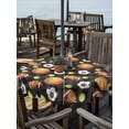 thumbnail image 2 of Outdoor Tablecloth with Umbrella Hole for Patio/Picnic/Party/Camping, Brown Basketball Football Waterproof Table Cloth Round Cover Washable, Checkered Ball Watercolor (Dia 60"), 2 of 8