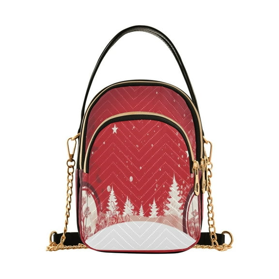 ALAZA Chain Crossbody Bags for Women Christmas Trees and Stars Shoulder Handbag Phone Purse