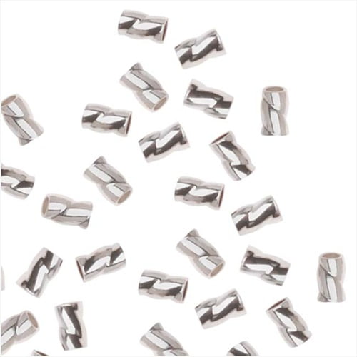 Crimp Beads, Twisted 3x2mm, 20 Pieces, Sterling Silver