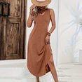 thumbnail image 2 of Women's Casual Tank Maxi Dress, Sleeveless Crewneck Summer Long Sundress with Side Slit, Comfy Loose Fit A-Line Beach Dress, 2 of 8