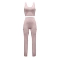 thumbnail image 7 of Two Piece Outfits for Women Workout Sets Ribbed Tank Tops Cargo Legging Running Gym Yoga Clothes Khaki, M, 7 of 7