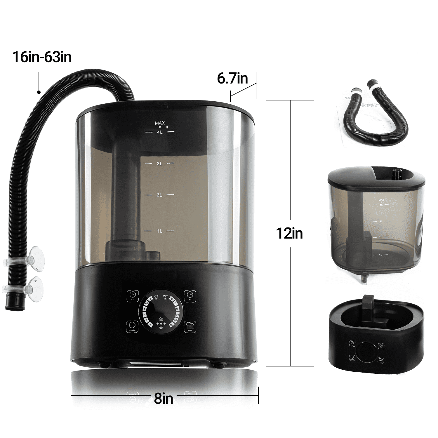 Upgraded Digital Timing Reptile Fogger, 4L No Leak Reptile Humidifier