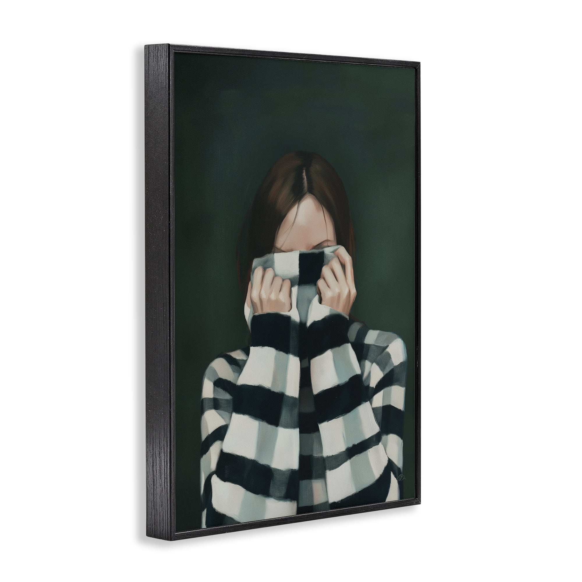 Stupell Industries Warmed Striped Sweater Portrait Black Framed Giclee Art, design by Ros Ruseva