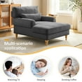 thumbnail image 4 of Condemo Modern Linen Fabric Indoor Chaise Lounge Chair for Bedroom, Living Room, Office, Dark Gray, 4 of 6