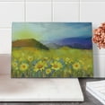 thumbnail image 2 of Fine Art Cutting Board, Daisy Flower Blossom Meadow Painting with Hills Sunset Spring Season Foliage Image, Decorative Tempered Glass Cutting and Serving Board, in 3 Sizes, by Ambesonne, 2 of 5