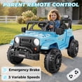 thumbnail image 3 of TOKTOO 12V Ride on Toys for Toddlers, Electric Ride on Car for Kids, Ride on Truck for Boys Girls with Parent Remote Control, Music Player, Blue, 3 of 9