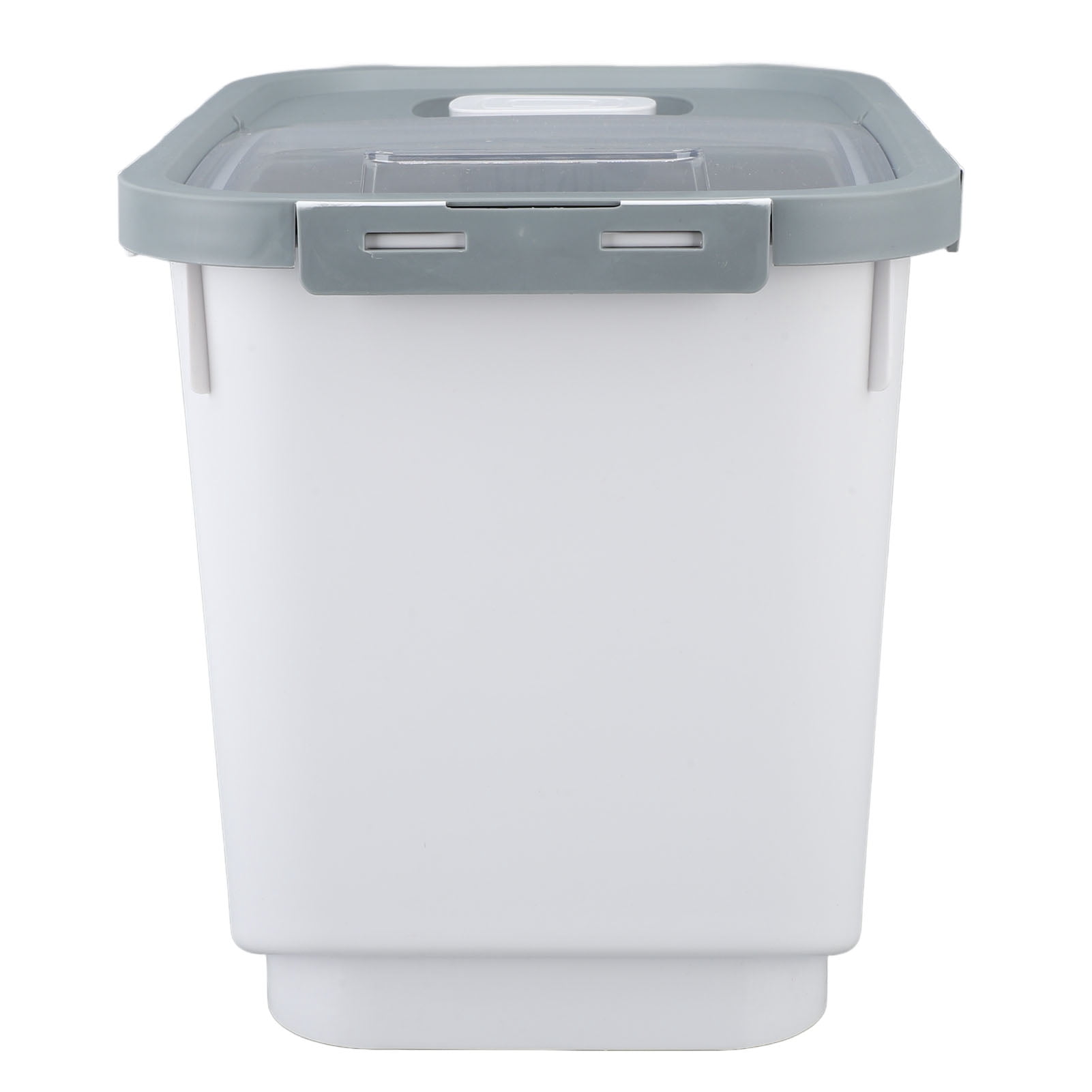 Riousery 22lb Rice Storage Container, Transparent Flip Top Airtight Food Dispenser, Moisture-Proof Dry Grain Bucket with Measuring Cup, White, 13x9x10 in / 33x23x25 cm