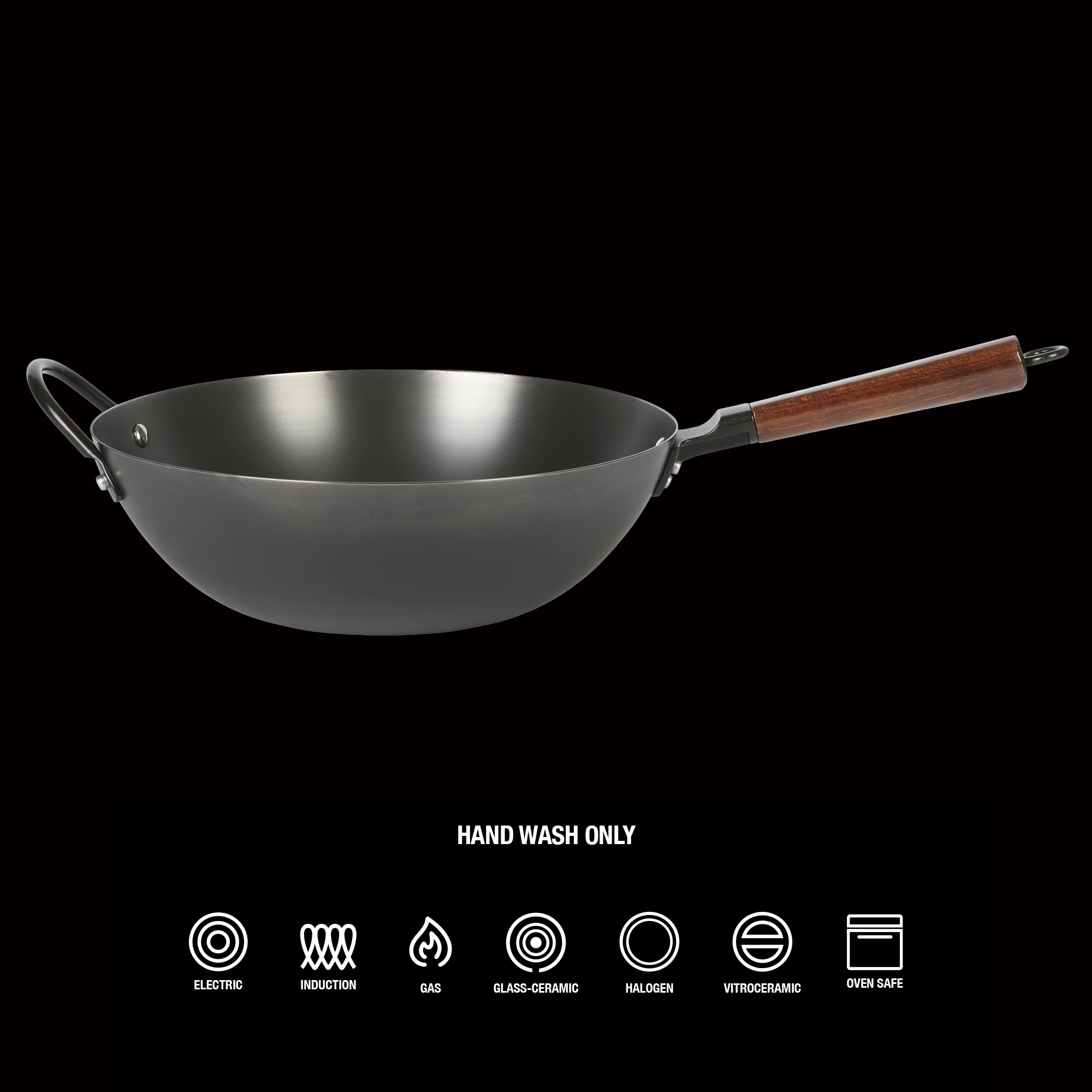 Babish 13-Inch Carbon Steel Wok with Wood Handle photo 4