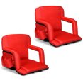 thumbnail image 1 of Gymax Set de 2 Sièges de Stade Gradins Chaise Mobile Inclinable W / Coussin Rembourré Rouge, 1 of 10