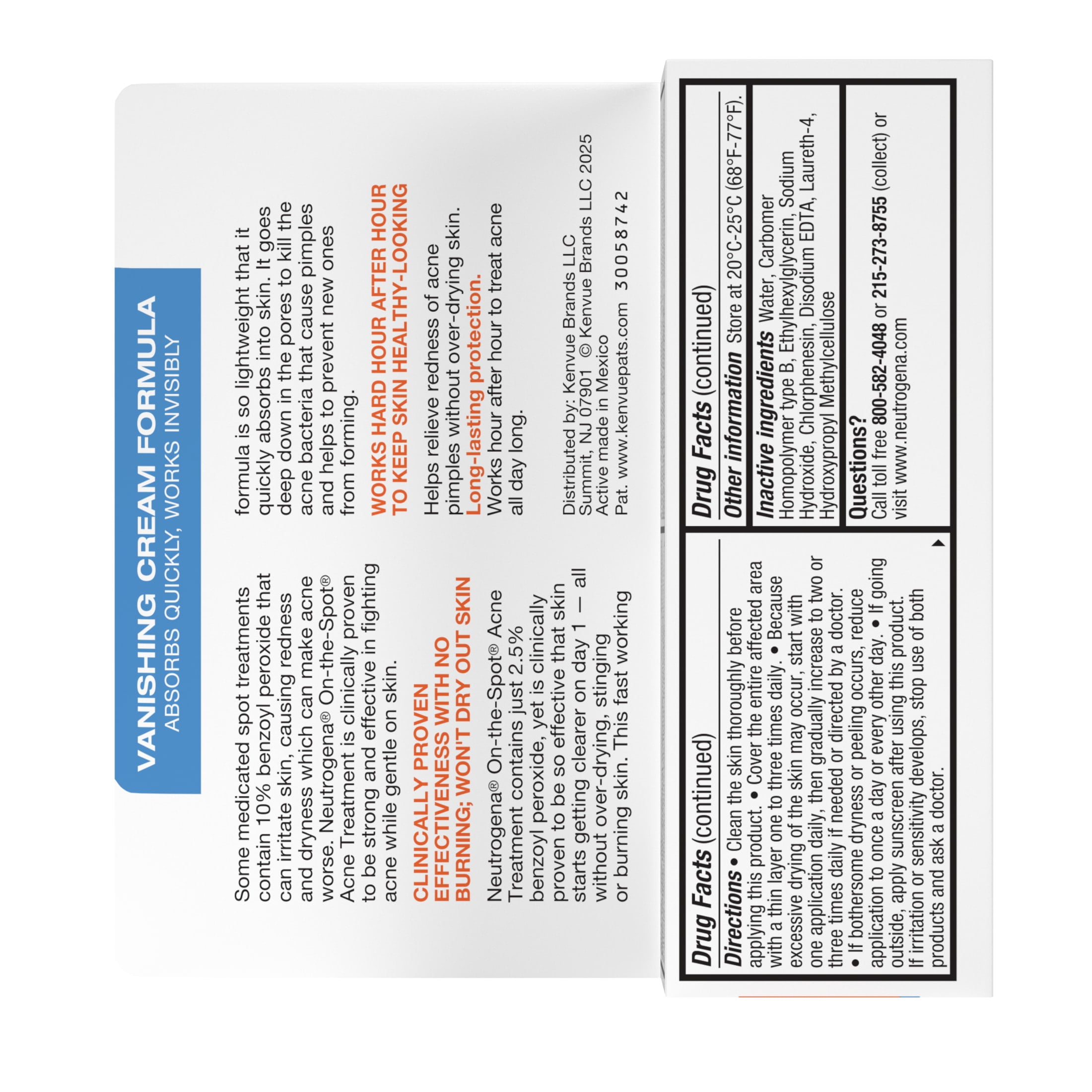 Neutrogena On-The-Spot Acne Spot Treatment. Benzoyl Peroxide 10%, Pimple Cream, 0.75 oz