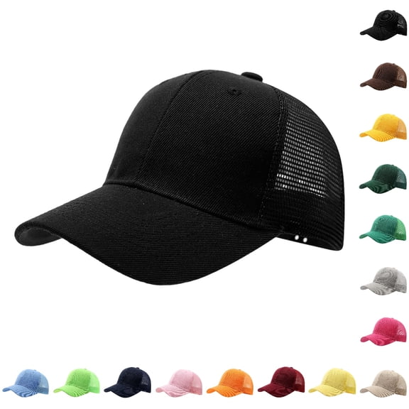 UJNDER Womens Baseball Cap Ponytail Hat High Messy Bun Ponycap Quick Drying Mesh Hat Unisex Summer Hat Black,One Size