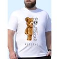thumbnail image 1 of Men's Regular Size Cotton T-Shirt with Robotic Bear Print - Casual, Breathable & Stretchy Crew Neck Tee for Spring/Summer/Fall, REGULAR SIZE, Casual Sporty Tee, Summer Gifts, 1 of 9