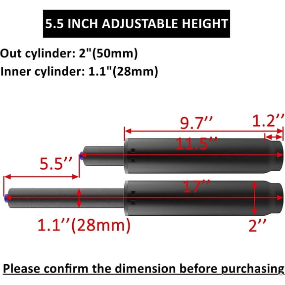 sasyxdc 8" Office Chair Gas Lift Cylinder Replacement Parts  Heavy Duty 450lbs Long Stroke Hydraulic Pneumatic Shock Piston  Size Fits Most Chairs Tall Person  Class 4 huy