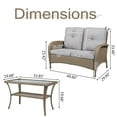 thumbnail image 6 of PARKWELL 2 Pieces Outdoor Patio Conversation Set ,Rattan Wicker Loveseat Sofa Chair and Glass Coffee Table for Backyard Porch Garden Balcony Use,Beige, 6 of 6