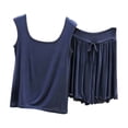 thumbnail image 2 of RKSTN Ensembles de Pyjama pour Femmes Coton Grande Taille Bordure à Volants Col Ras du Cou Sans Manches Pyjamas Camisole avec Shorts Tenue d'Intérieur Ensembles de Pyjama pour Femmes 2 Pcs, 2 of 5