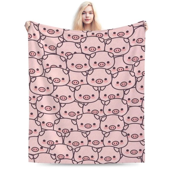Pig Blanket Gifts, Flannel Fleece Throw Blanket Soft Adults 50x40