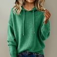thumbnail image 4 of Green Sweaters for Women Hoodie Solid Color Loose Ladies Sweater Spring and Autumn One Word Shoulder Exposed Shoulder Hood Sweater Womens Fall Fashion Must Haves, 4 of 4