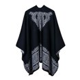thumbnail image 2 of Mujeres de la vendimia Poncho Cardigan Suéter de Encaje Patten Faux Cashmere Capas Mantón Bufanda MABOTO Negro, 2 of 4