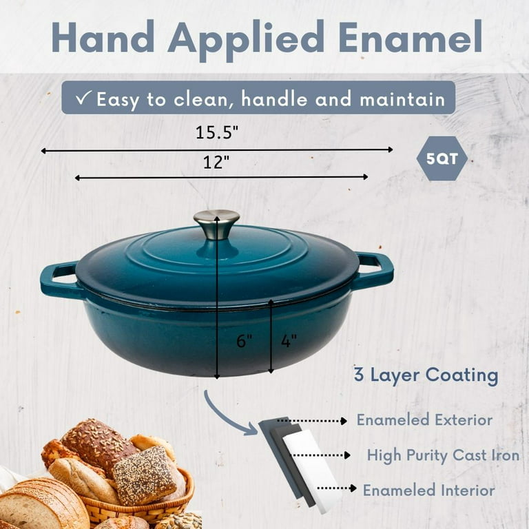 5qt Enameled Cast Iron Mini Dutch Oven Cream - Hearth & Hand™ With Magnolia  : Target