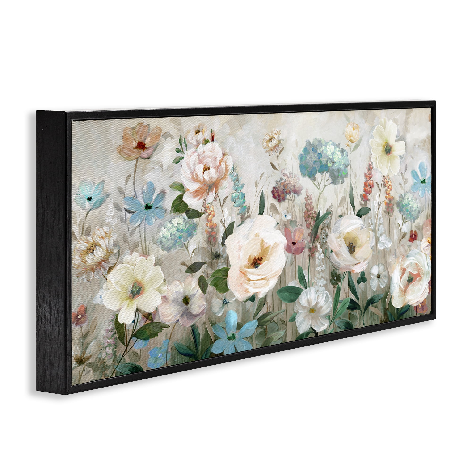 Stupell Industries Pastel Garden of Peonies Black Framed Giclee Art, design by Nan