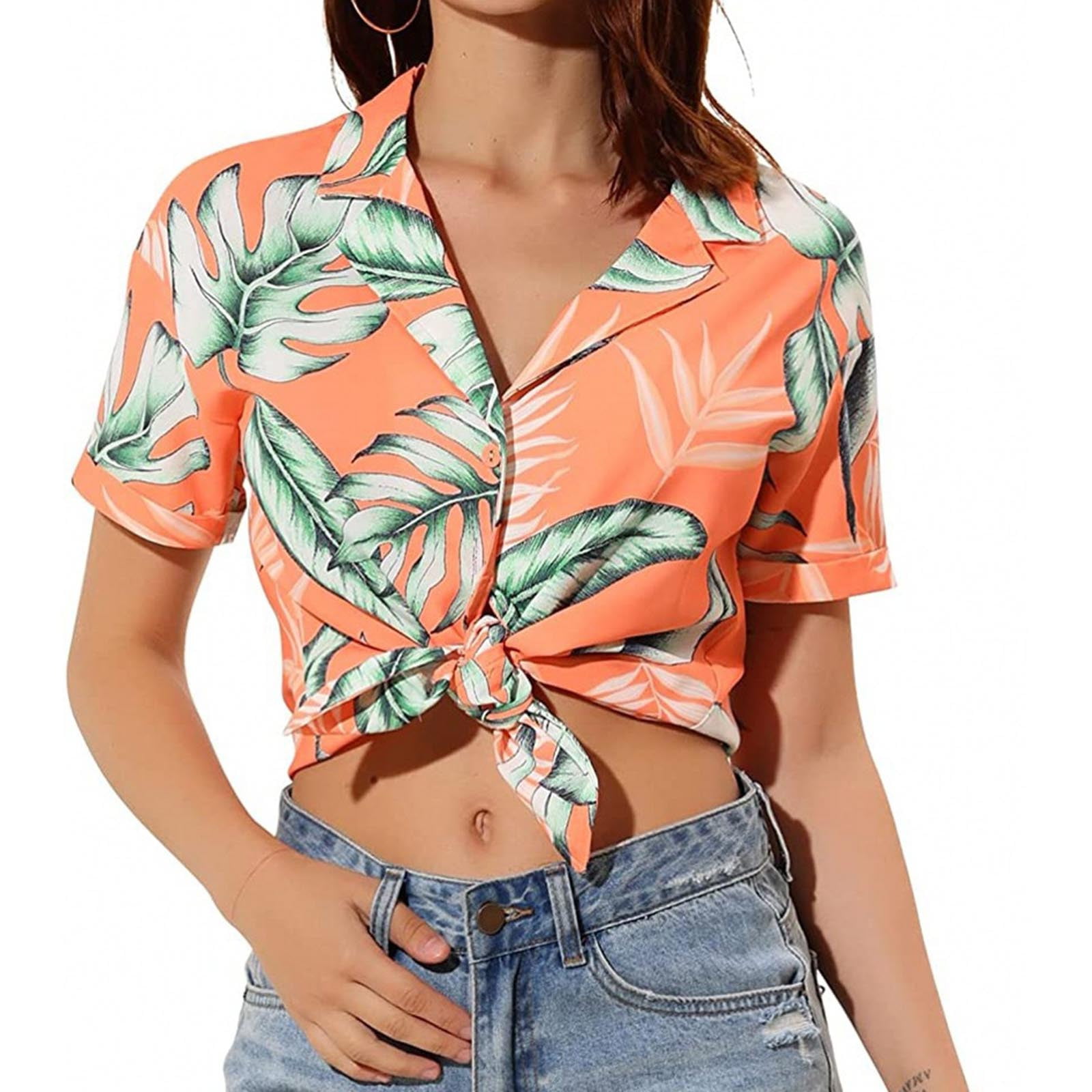 aahhoo Sports Bras for Women Summer Retro Floral V-Neck  Short-Sleeved T-Shirt Slim Slimming Wild High Waist T-Shirt Women' :  Clothing, Shoes & Jewelry
