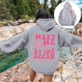 thumbnail image 2 of felwors Preppy Hoodie Oversized Sweatshirt for Women Letter Graphic Long Sleeve Drawstring Pullover Y2k Hoodies Grey, L, 2 of 6