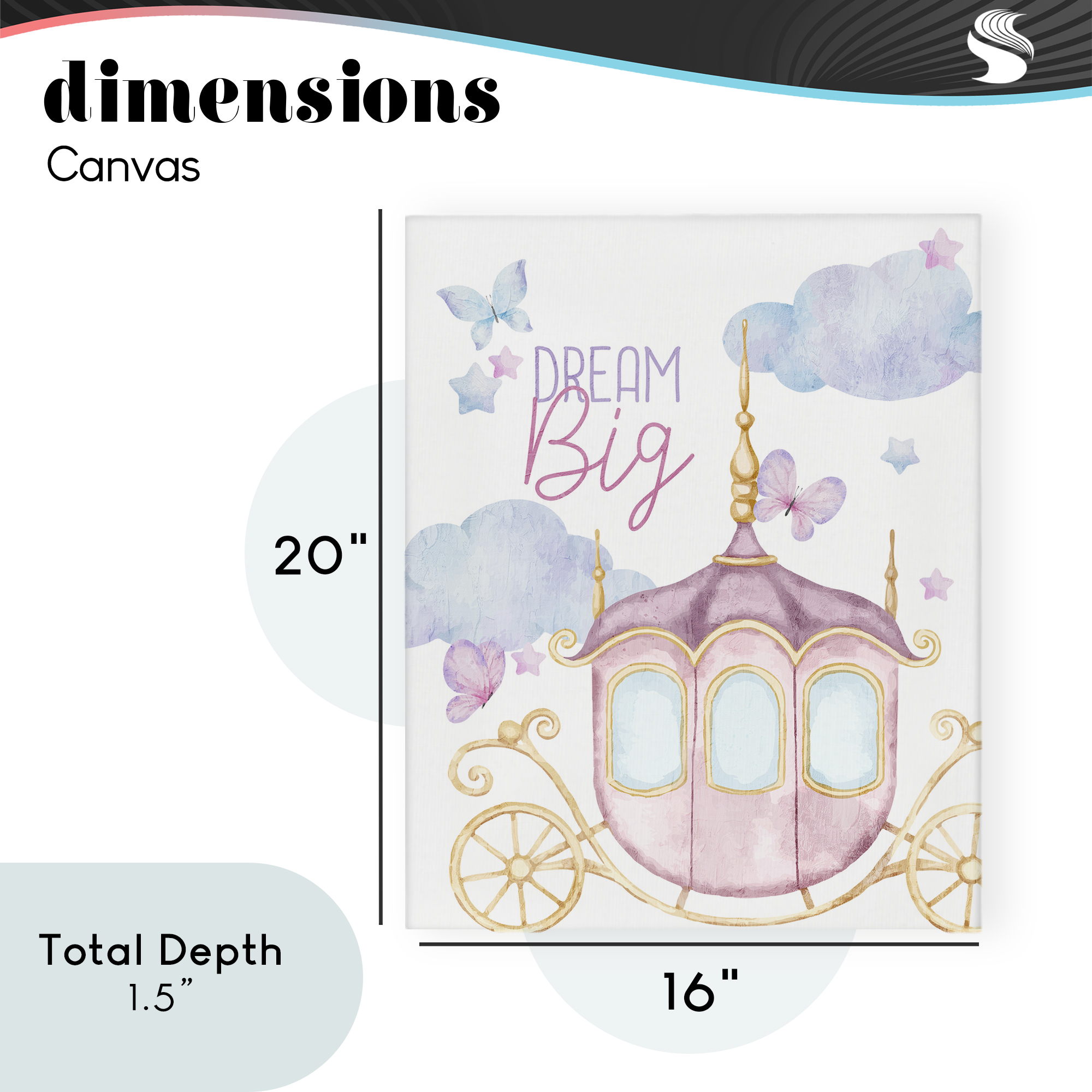 Dream Big Fantasy Carriage Canvas Wall Art, design by Kim Allen