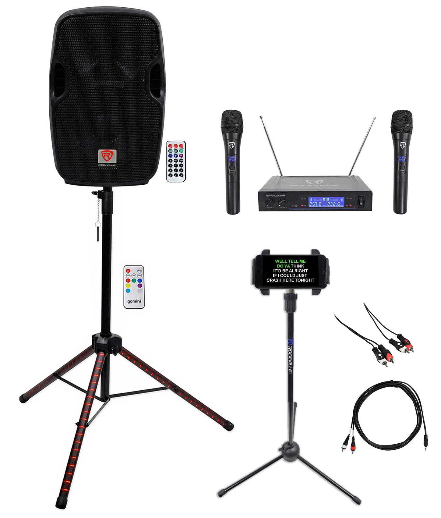 Rockville 8" Karaoke Machine System w/LED Stand+Tablet Stand+(2