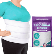 BraceAbility Plus Size Compression Abdominal Binder, White, 2x-large