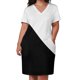 thumbnail image 2 of Vestido holgado de verano para mujer traje con bolsillos dos tonos blanco y negro, 2 of 6