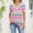 A412 Pink, variant on T-Shirt for Women V Neck Short Sleeve Casual Regular Fit Horizontal Striped Print Rolled Cuffs Lightweight Stretchy Daily Wear Summer Tee Shirts
