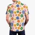 thumbnail image 5 of Rocae Groovy Daisy Flowers for Men's Short Sleeve Polo Shirt, Quick Drying Performance Moisture Wicking Sports Men's Golf Shirt Small, 5 of 9