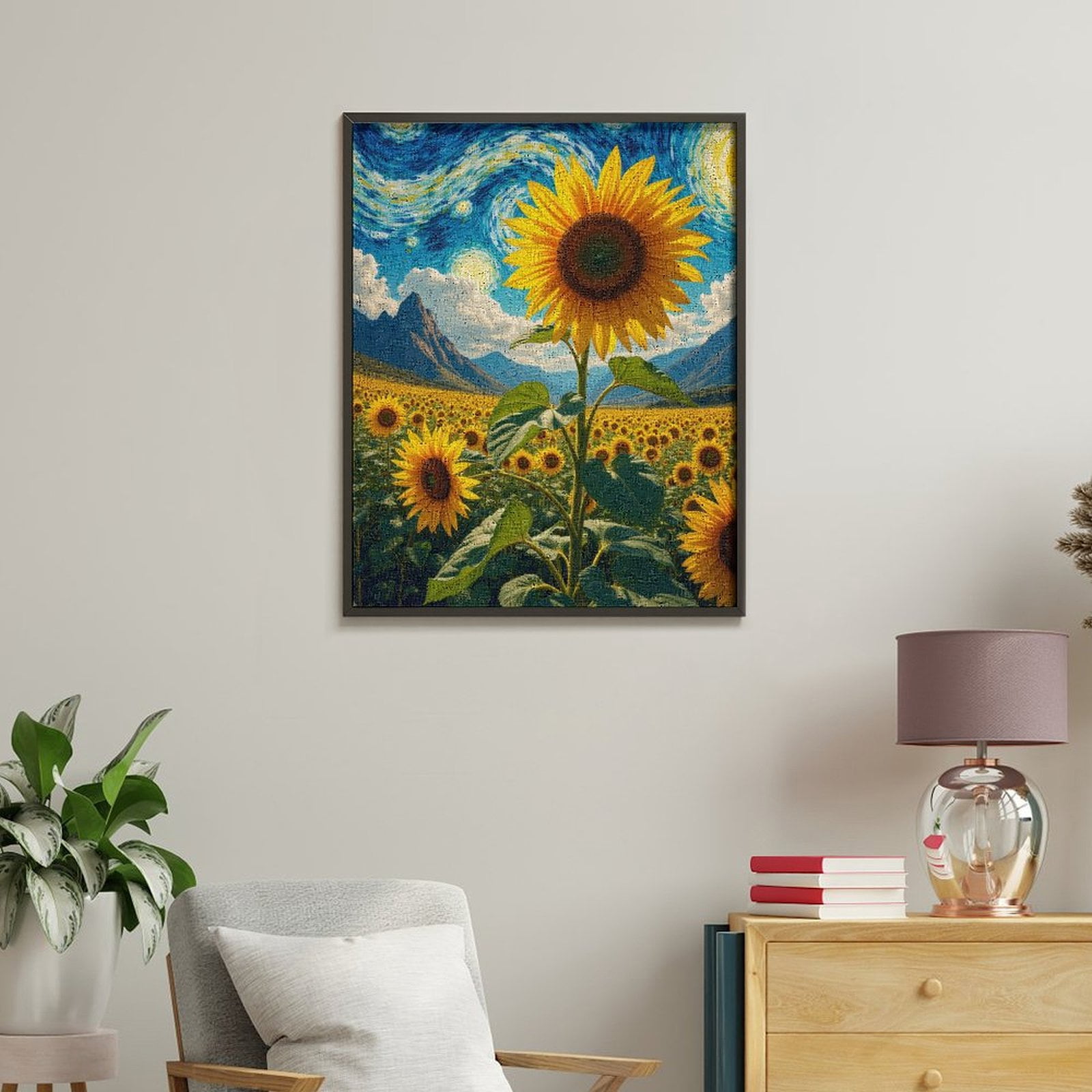 Paint By Numbers Kit for Adults Beginner - Van Gogh Inspired Sunflower Field DIY Canvas Painting Kits for Adults, Frameless Paint By Number for Adults for Home Wall Decor 16x20 Inch