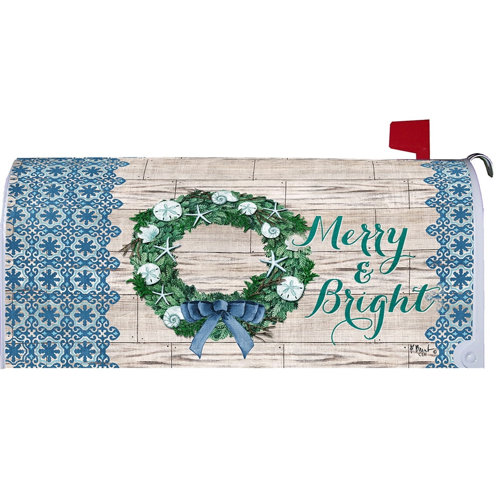 Custom Decor Merry & Bright Christmas Mailbox Cover
