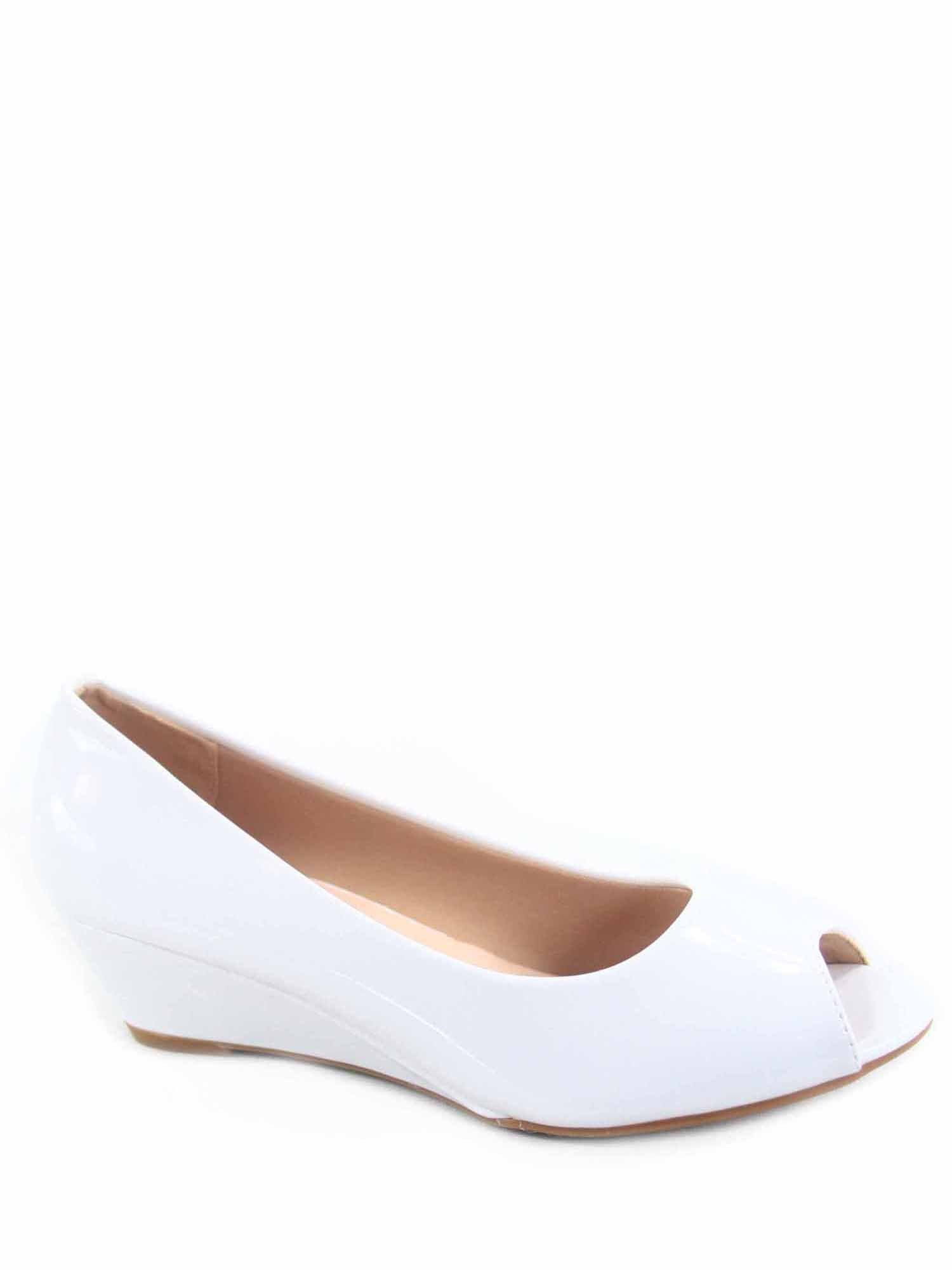 peep toe low wedge