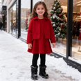 thumbnail image 2 of GiLiling Toddler Girl Coat Set - Long Sleeve Fleece Jacket and Dress, 2 Piece Fall Winter Outfit (Red, 12-18 Months), 2 of 9