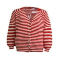 thumbnail image 4 of Cardigan Sweaters for Women Color Block Long Sleeve V Neck Sweater Fashion Kint Striped Open Front Button Outerwear, 4 of 7