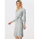 thumbnail image 3 of Vestido de Punto con Cinturón Allegra K para Mujer con Cuello Redondo Mangas faroles Casual Gris XS, 3 of 6