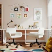 FurnitureR Adjustable Study Chair for Students' Rooms - Ergonomic Swivel Design with Soft Chenille Seat, Compact Size Perfect for Study Desks or Play Areas, Comfortable Beige Chair