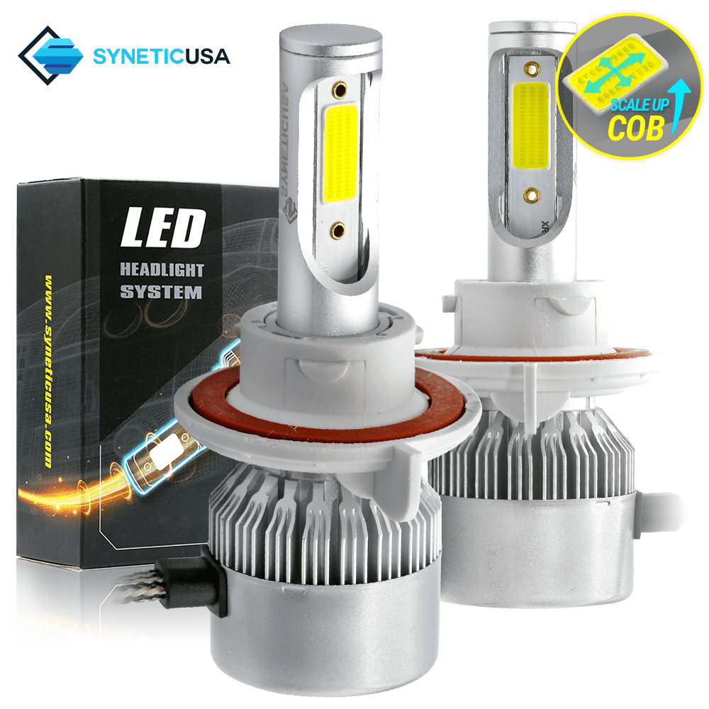 AUXBEAM H1 COB LED Headlight Kit Bulbs 60W 6000LM High or Low Beam 6500K White
