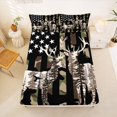 thumbnail image 5 of Manfei Wild Buck Queen Sheets,Rustic Camo Usa Flag Queen Sheet Sets,Black Green,4 Pieces,1 Flat Sheet, 1 Fitted Sheet and 2 Pillowcases, 5 of 6