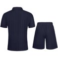 thumbnail image 5 of Clossjun Men's Summer 2 Piece Beach Sets Texture Short Sleeve Button Down Knit Shirts and Shorts Vacation Outfits of Men, 5 of 5